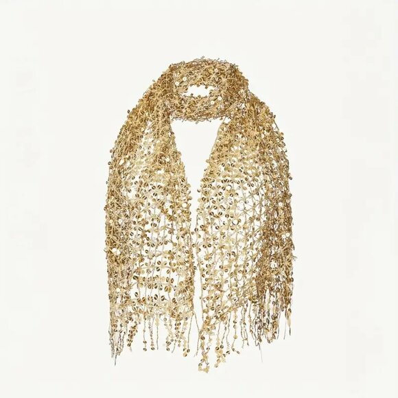 Gold Sequins Net Scarf - Picture 5 of 5
